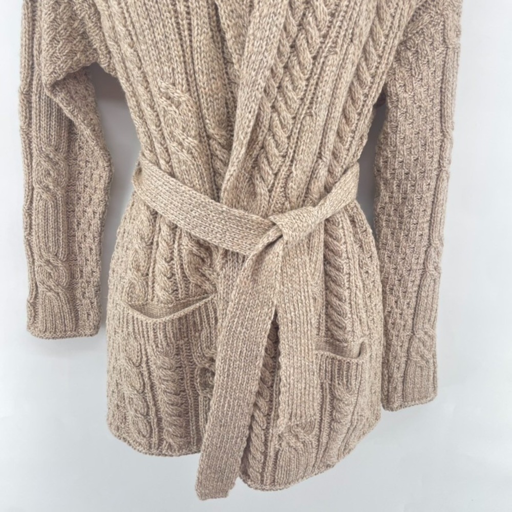 Carraig Donn Cardigan Sz S Ireland Merino Wool Cable Knit Shawl Collar Fisherman - Picture 7 of 10